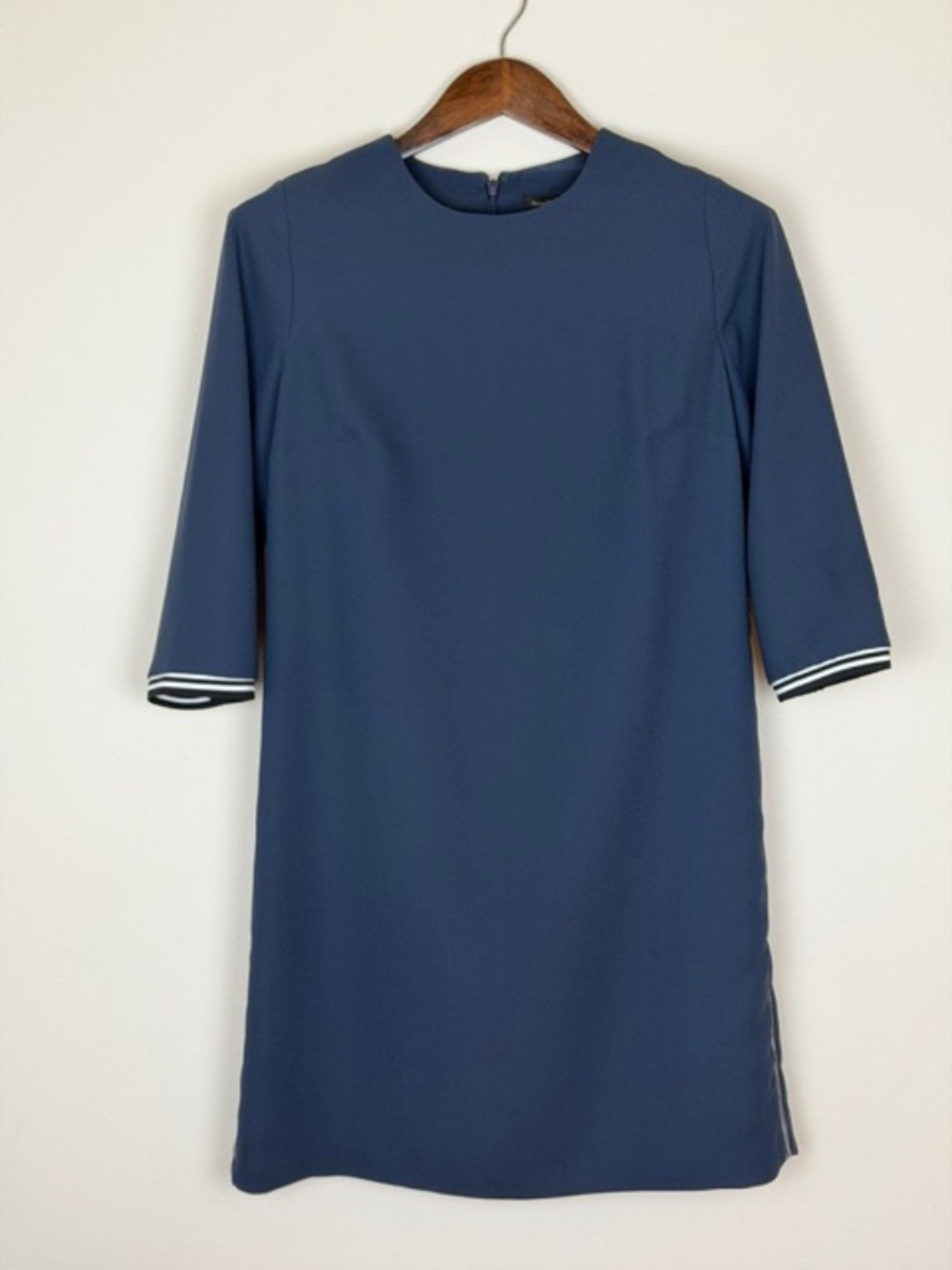 Banana Republic Navy 3/4 Sleeve Sheath Dress with Contrast Stripe Wms 10 Tall